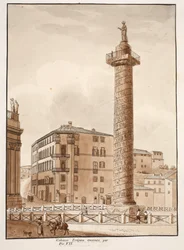 Colonne Trajane, entourée d